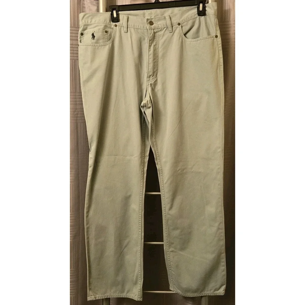 Polo Ralph Lauren Mens Pale Green Straight Leg Denim Pants 38x30 Pony Logo